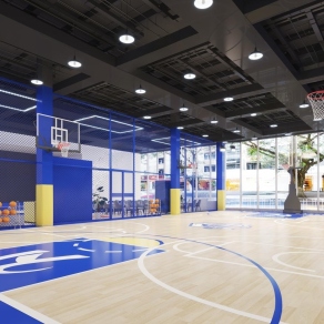 现代室内篮球场3D模型下载